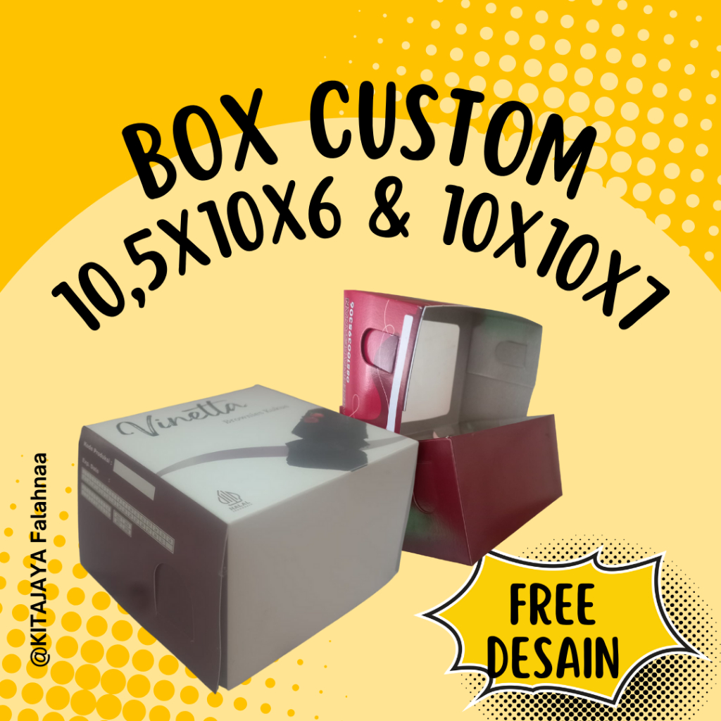 

(FREE DESAIN) BOX MINI KUE CUSTOM 10,5x10x6 | 10x10x7 | LUBANG WINDOW