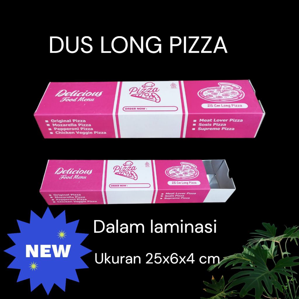 

(100PCS) KEMASAN LONG PIZZA, DUS PIZZA PANJANG UKURAN 25X6X4 CM
