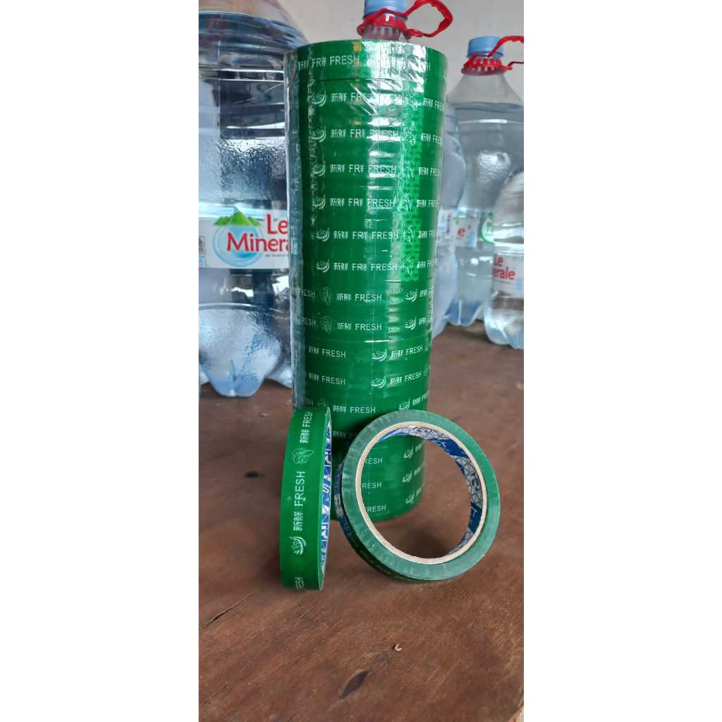 

Lakban sayur fresh warna hijau ukuran 18 mm x 50 meter per pcs