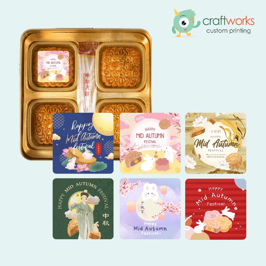 

STICKER MOON CAKE 5X5CM ISI 35 PCS - MID AUTUMN HAMPERS STICKER KUE BULAN
