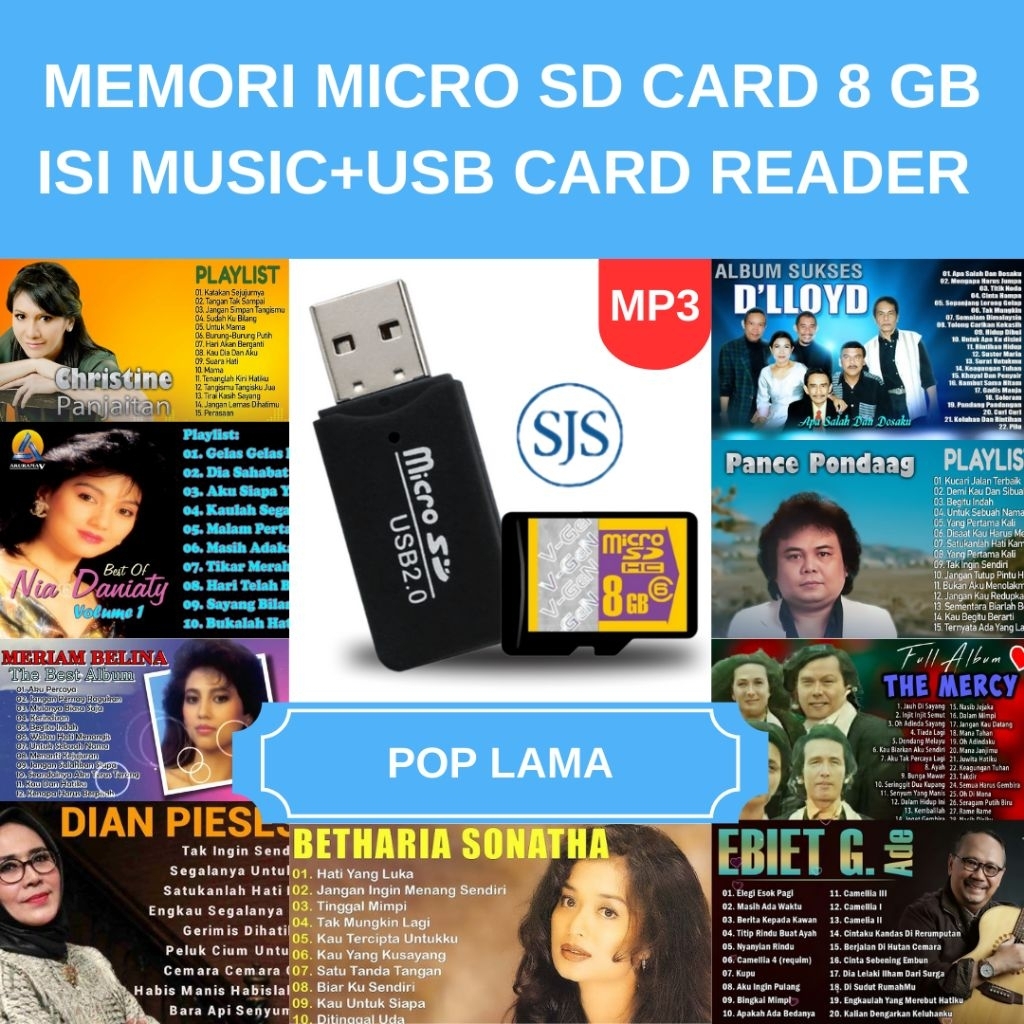 MEMORI ISI LAGU POP LAMA 8 GB ORI+FREE USB CARD READER