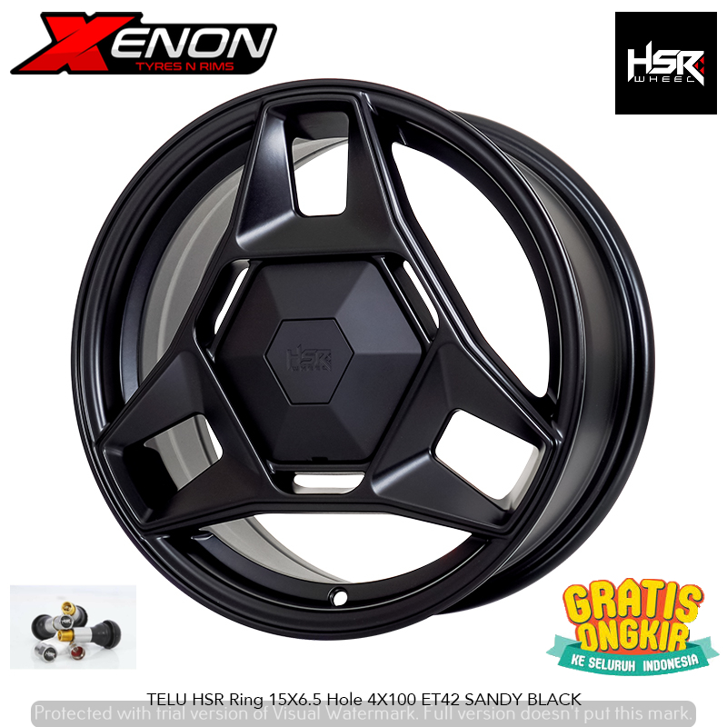 Velg Racing R15 HSR Telu Hitam Pcd 4x100 Ring 15 Buat Mobil Brio Agya Ayla Sigra Calya Sirion Vios