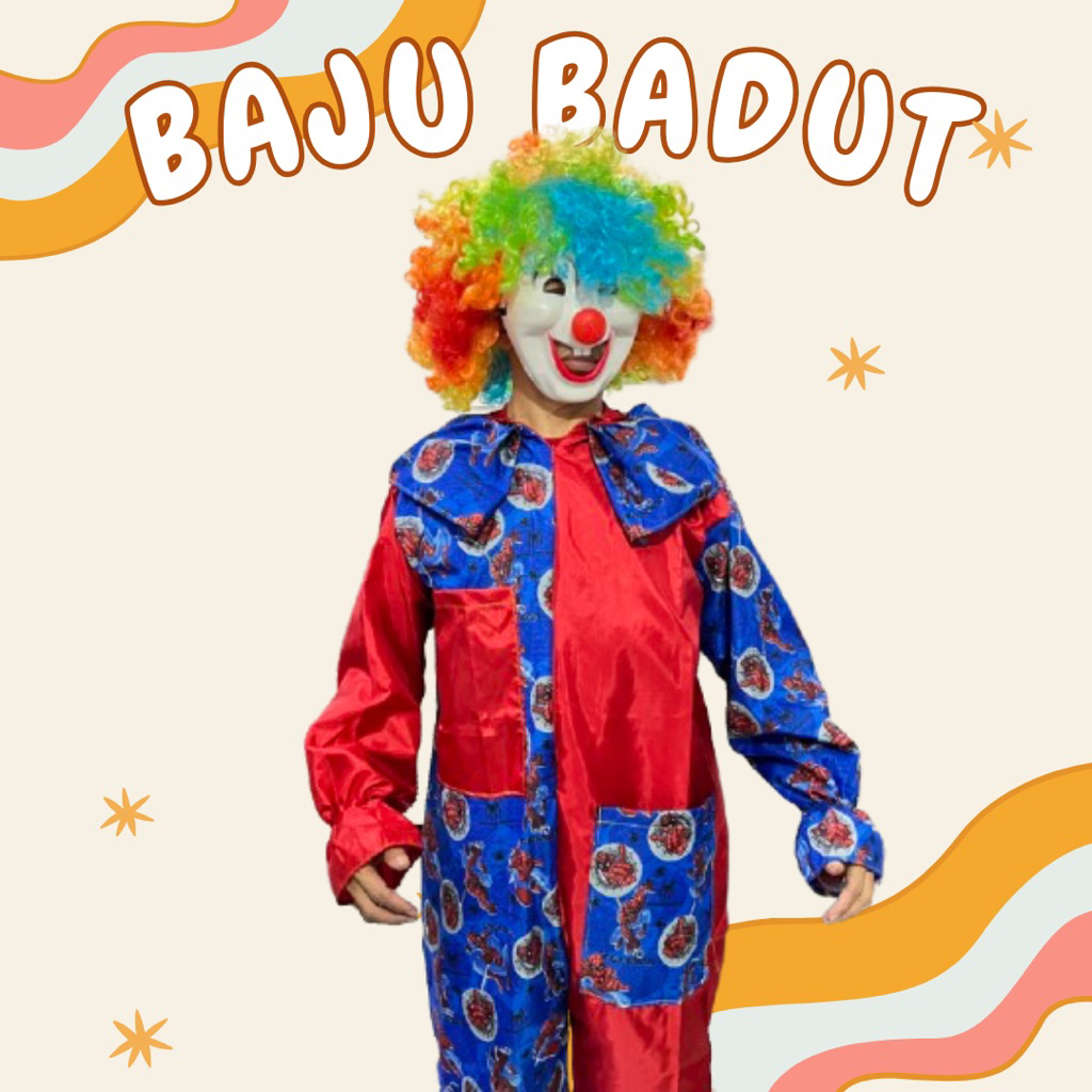 Kostum Baju Badut Spiderman Pesta Topeng Wig
