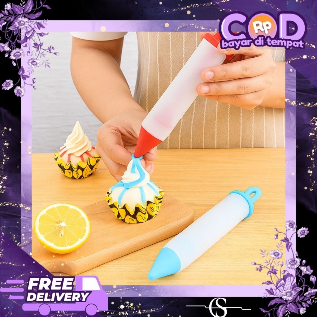 Pen Spuit Piping Bahan Silikon Pen dekorasi kue Alat hias dekorasi kue / Pen Silikon Cookies