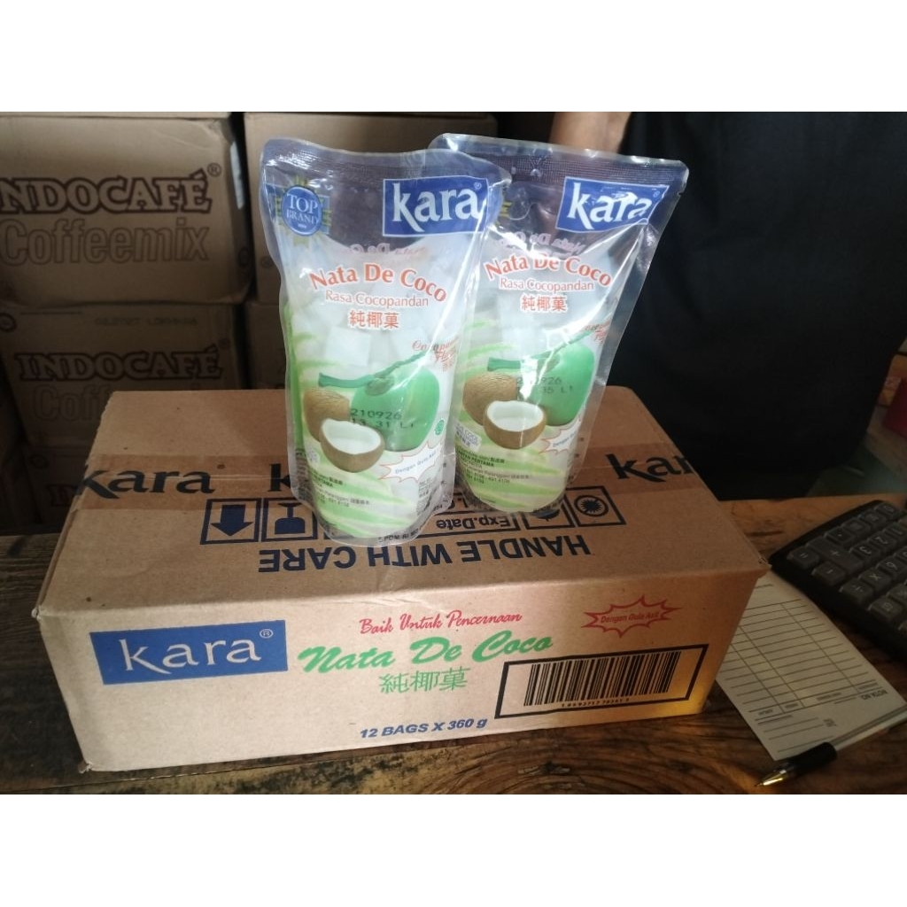 

Nata de Coco Kara 360 Gram,isi 12 BAGS rasa Coco pandan