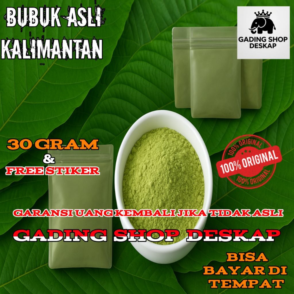 

Gading Shop Deskap - Bubuk Daun Mitragyna Speciosa Asli || Kemasan 35gr