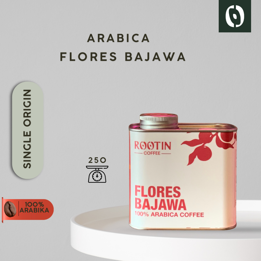 

Rootin Coffee Flores Bajawa Single Origin Arabika Roasted Beans Biji dan Bubuk Kopi / Tin 250gr