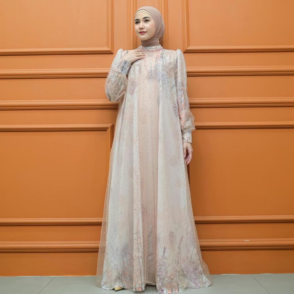Aisyalina Id Varsella Dress Series 2 Bahan Ceruty Armany Baby Doll Gamis Wanita Muslim Elegan Mewah 