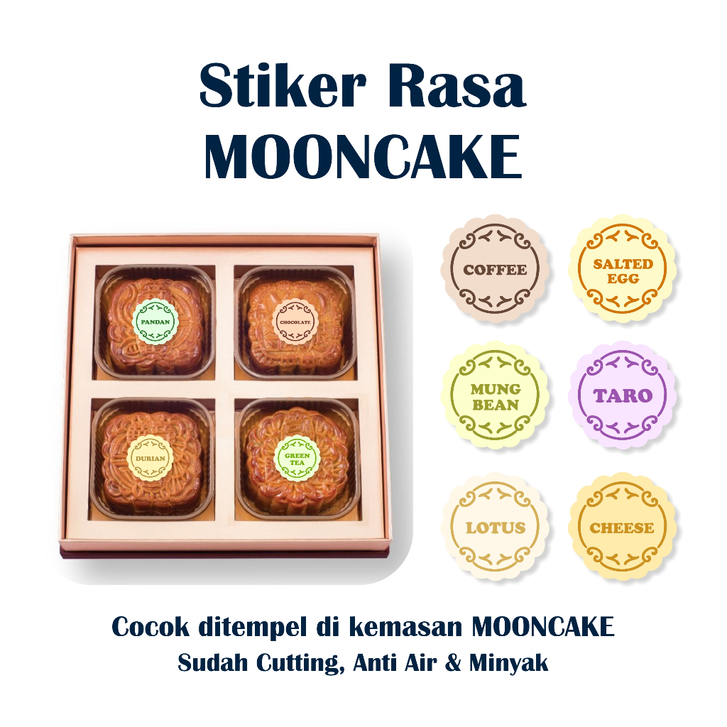 

Stiker Rasa Mooncake Bentuk Mooncake – Waterproof & Anti Minyak