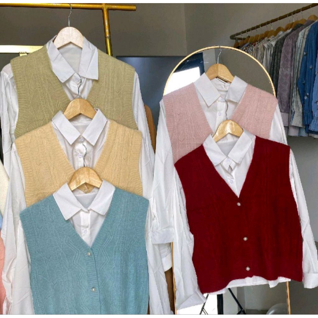 Kemeja Vast Rajut KMA001 TB - pakaian wanita kekinian - kemeja vast rajut ala korea Atasan