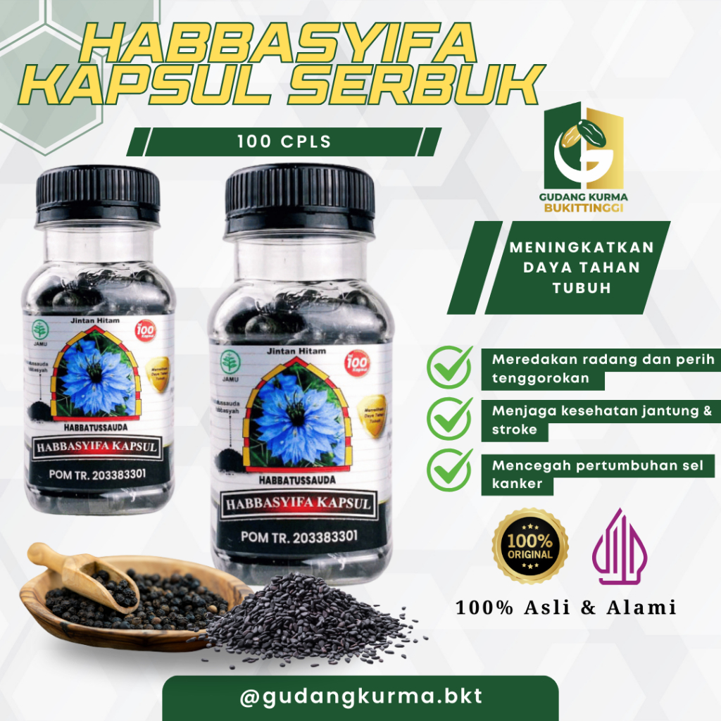 Habbasyifa Serbuk 100 Kapsul Serbuk Habbatussauda Murni Habasyi Jintan Hitam Bukittinggi