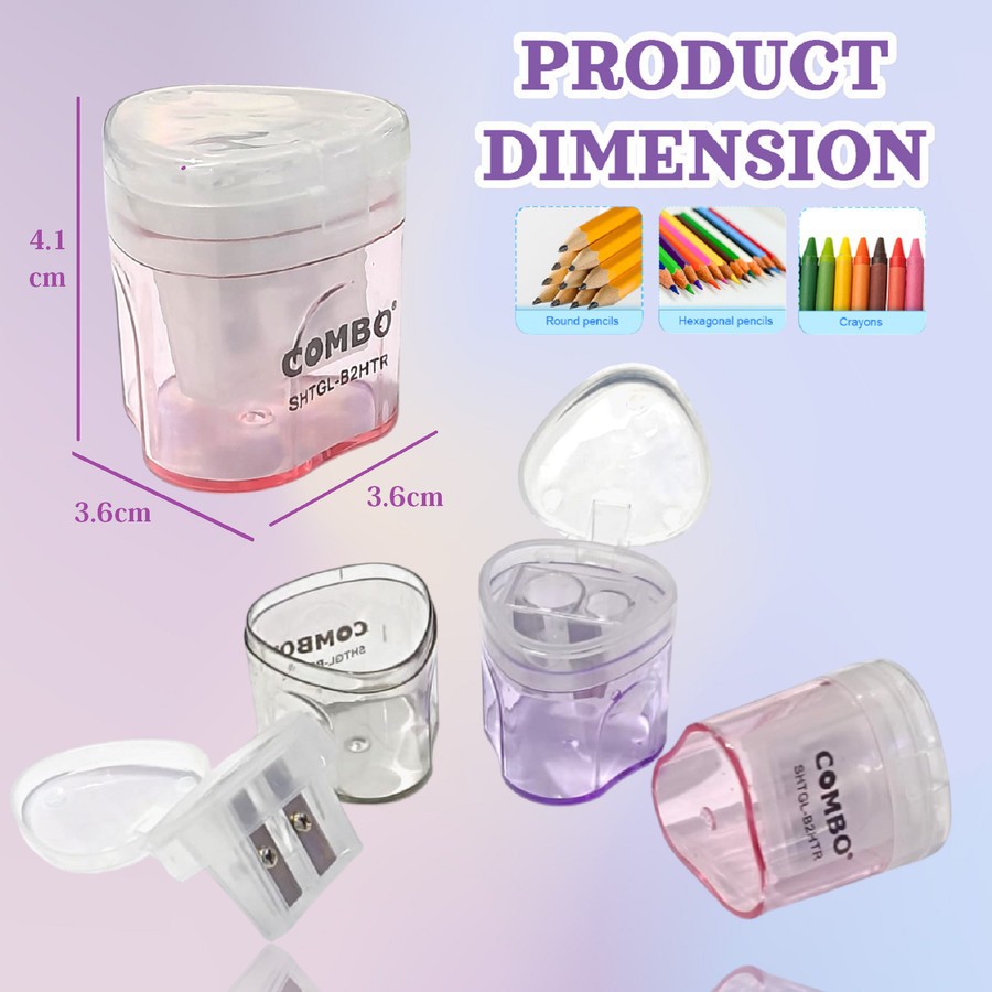 

Rautan Pensil 2 Lubang, Serutan Pensil Rautan Sharpener Combo SHTGL B2HTR
