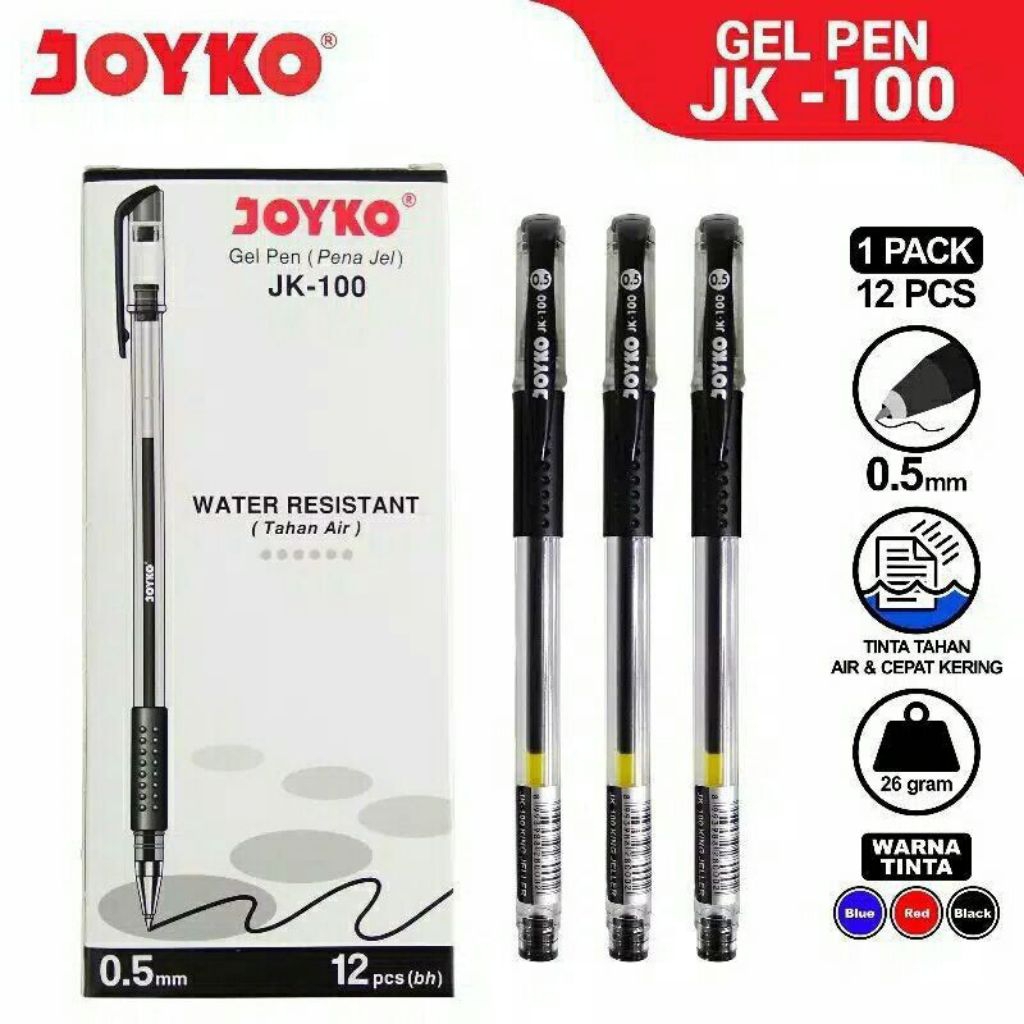 

Pulpen joyko JK - 100 Gel pen 0,5 mm - 1 lusin isi 12 pcs