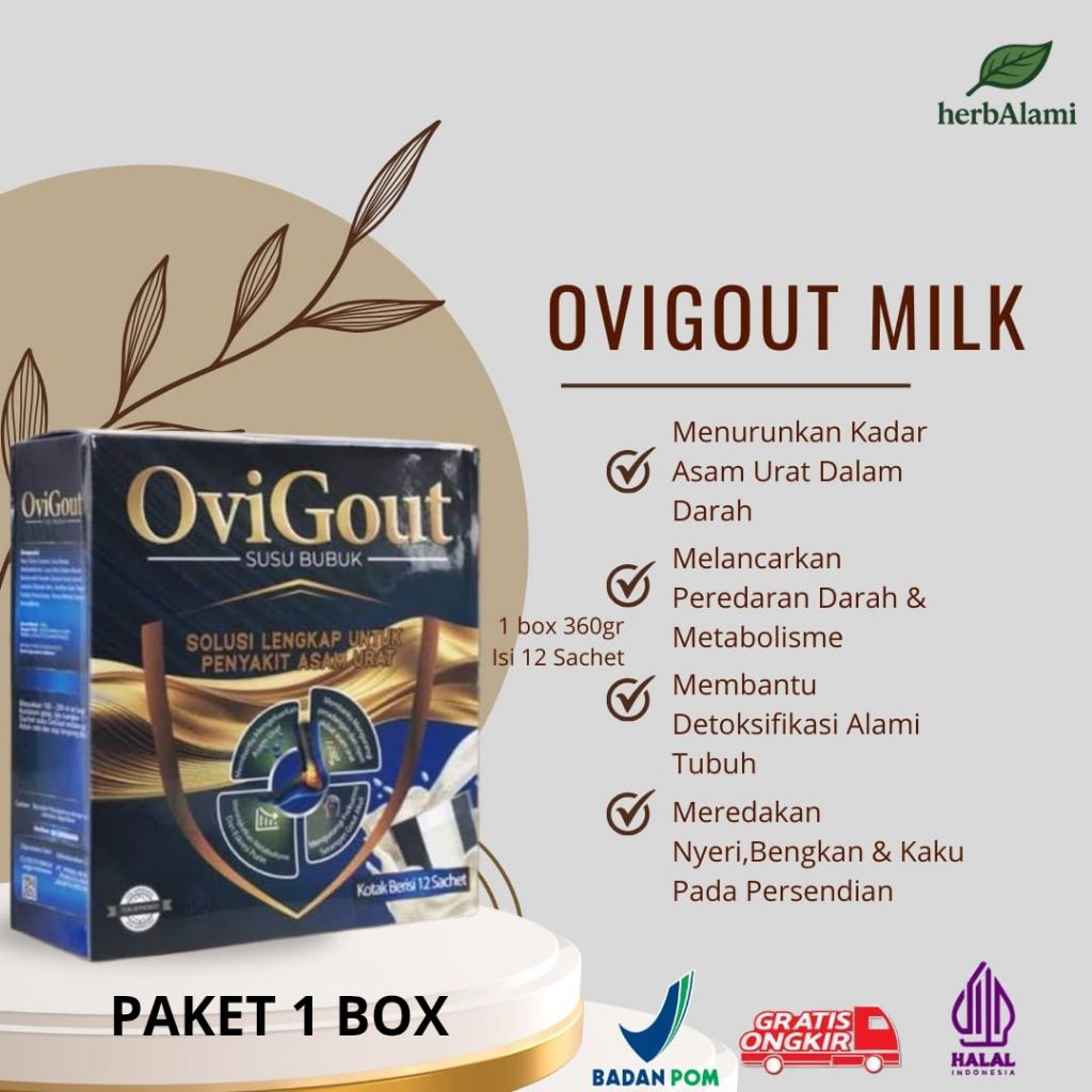 

(PAKET 1 BOX) OVIGOUT MILK SUSU ORIGINAL OBAT ASAM URAT NYERI SENDI KOLESTROL
