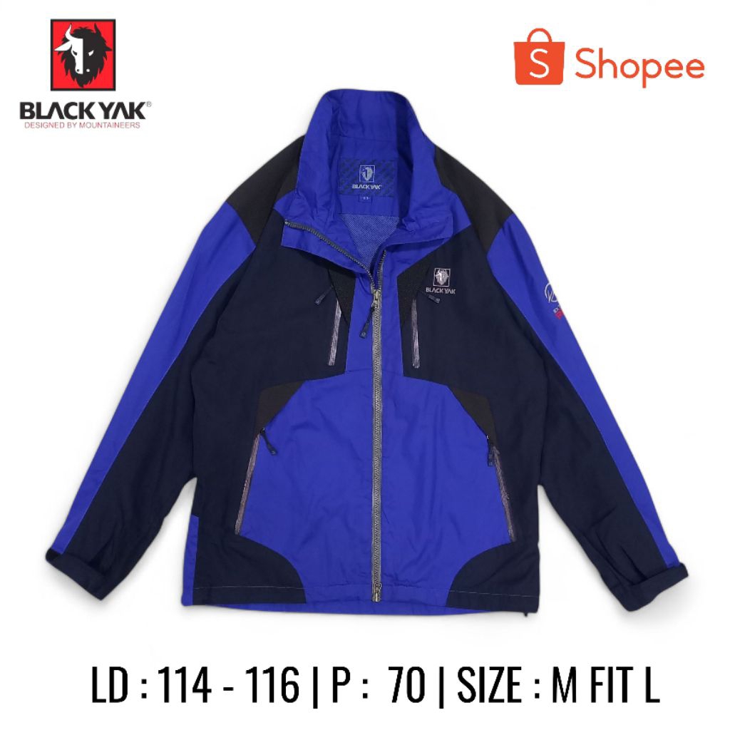 Jaket Outdoor BlackYak Hitam Biru Size M fit L