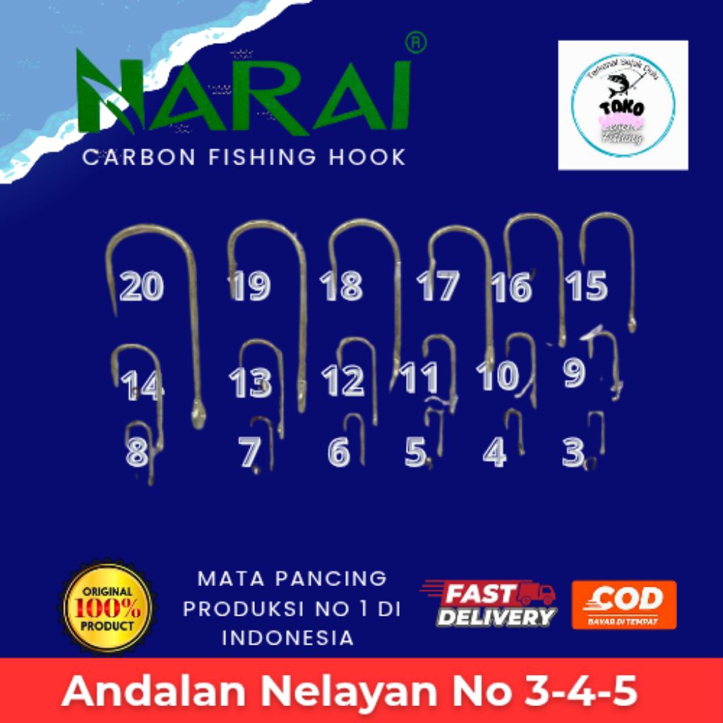 Mata Kail Laut Narai 2335 Size No. 3 / 4 / 5 | Kail Pancing Ikan Besar Tuna, Marlin, Cakalang, GT