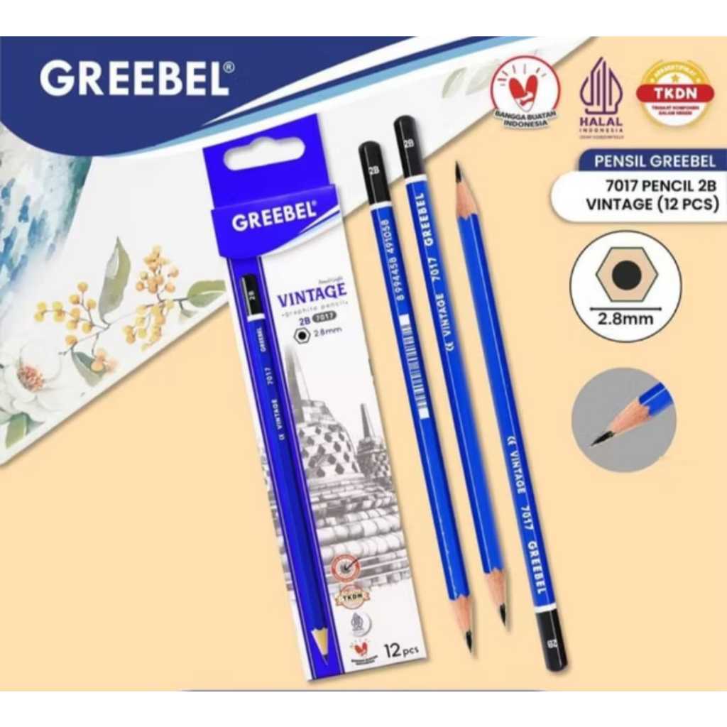 

Greebel Pensil Tulis // Pensil 2B 7017 Vintage ( 1 pack isi 12)Greebel