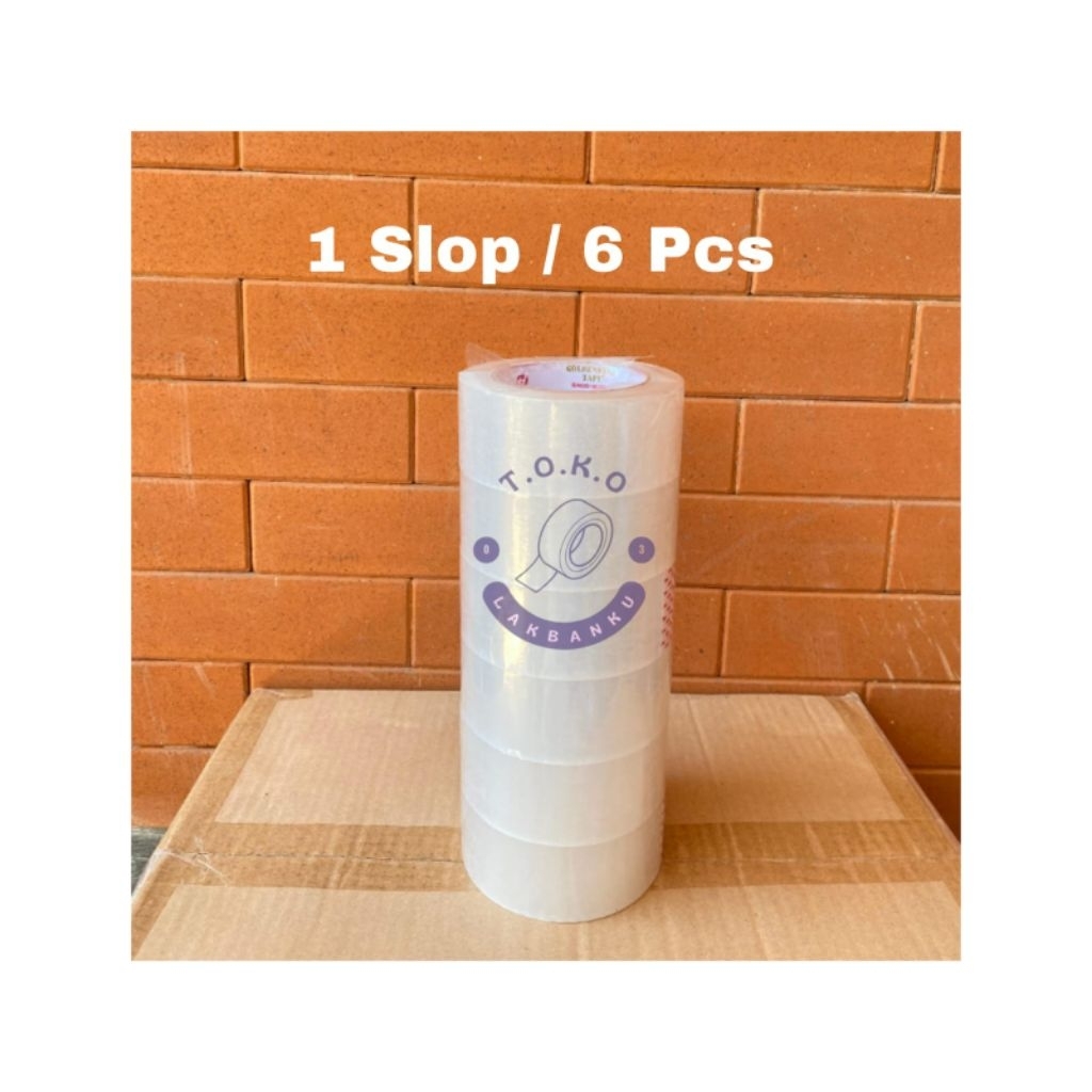 

Lakban Bening 45mm x 200 LAKBAN BENING 1 slop isi 6 pcs Isolasi selotip clear tape Daya Lengket Kuat