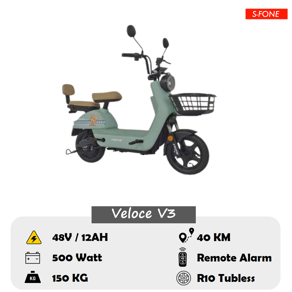 Sepeda Listrik Veloce V3 Accu 48/12 Ah Power Dinamo 500 Watt