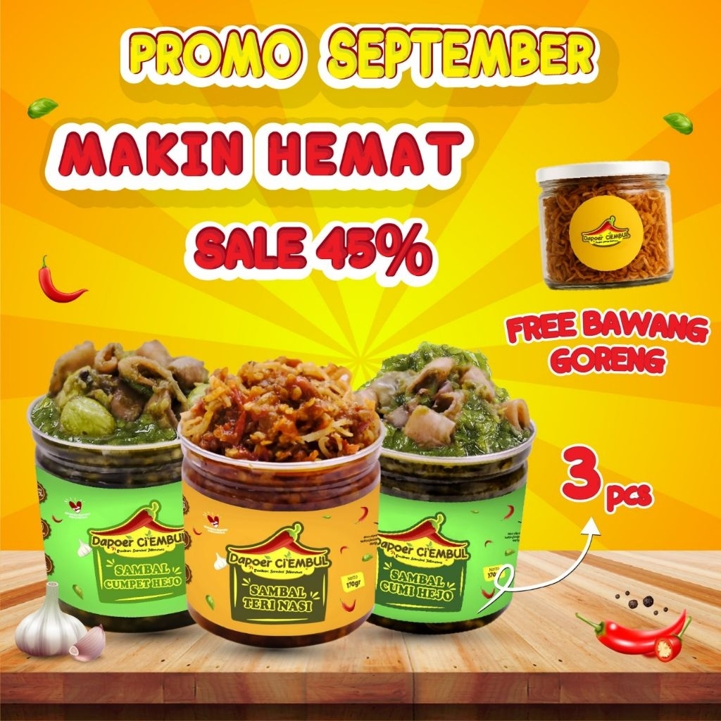 

Dapoer Ci'Embul - PAKET COMBO 3Pcs Bebas Pilih - 170 Gr - FREE BAWANG GRG-Sambal Kemasan -