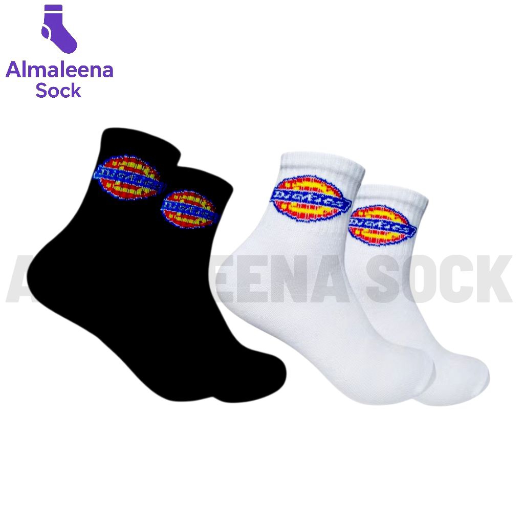 Almaleena Kaos Kaki Oldschool Kaos Kaki Sport Pendek Pria Wanita Dewasa Motif Dickies