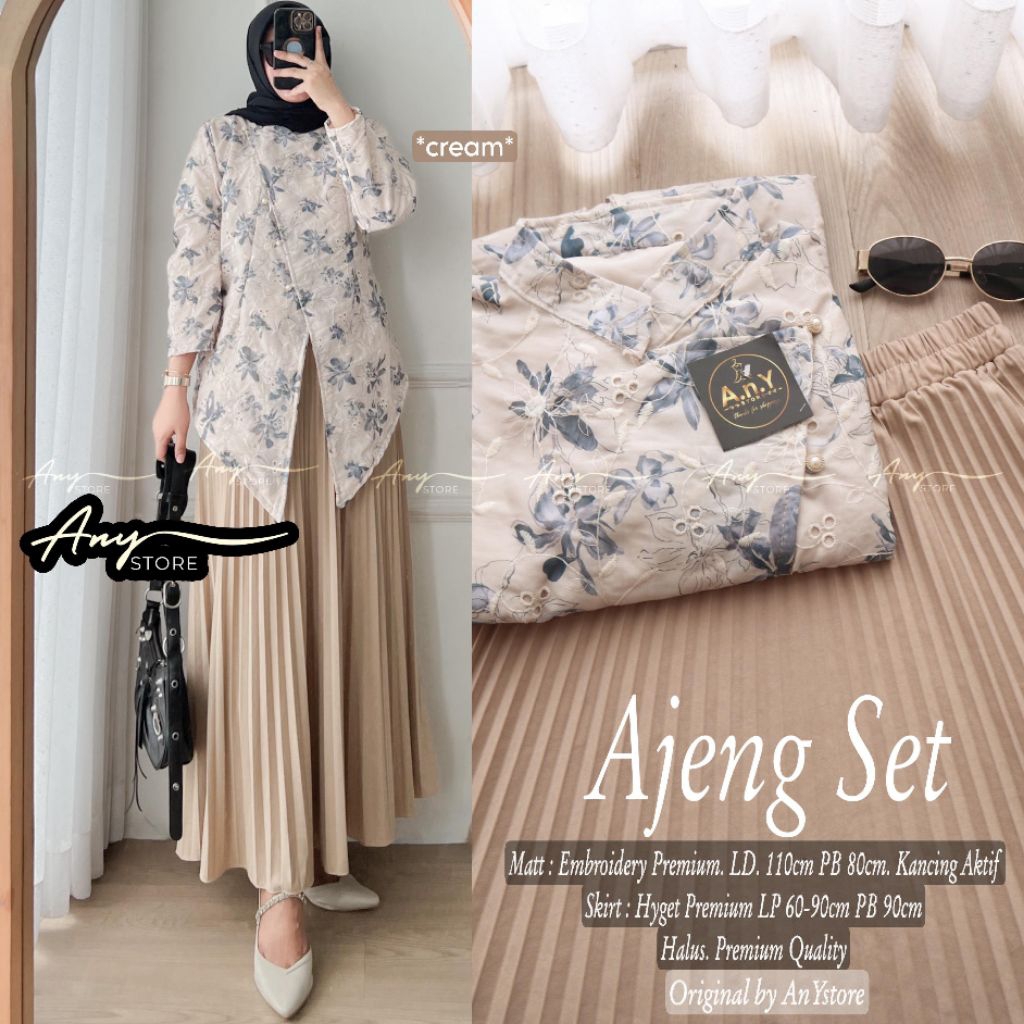 AJENG set A. N. Y oneset rok full motif cantik super kekinian elegan simpel