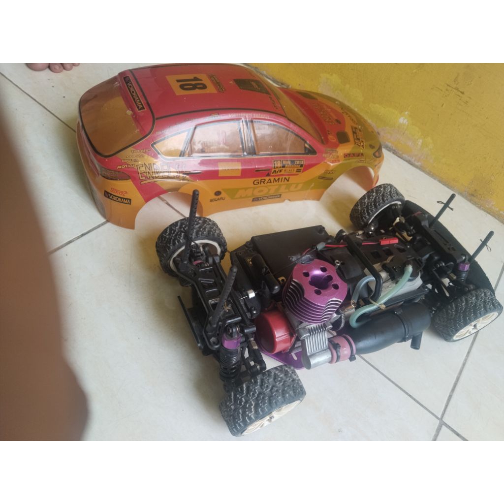 mobil remote rc engine nitro hsp 1/10 onroad rally