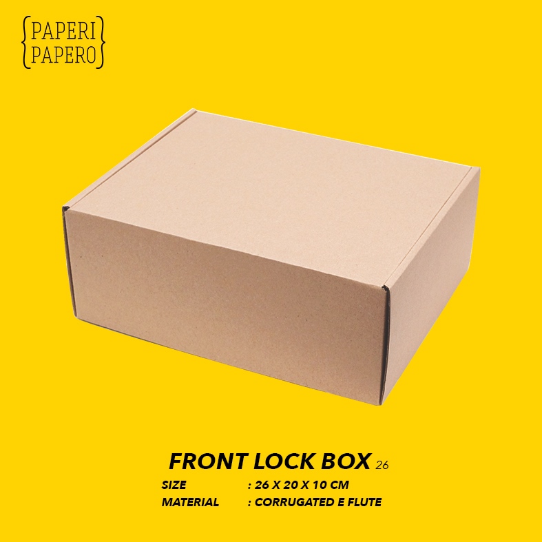 

Front Lock Box (26 x 20 x 10 cm) - Kotak Kardus Hampers Cokelat (1 pcs)