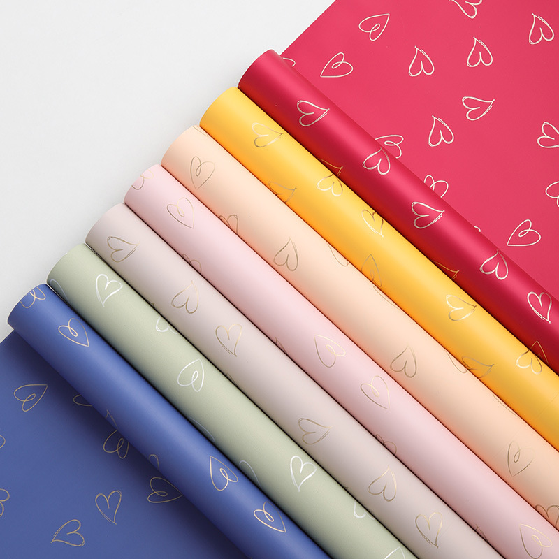 

20 LEMBAR Kertas Buket Bunga Flower Wrapping Doff Solid Motif Love Korean KB6130