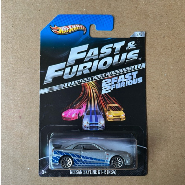 HOT WHEELS FAST FURIOUS OMM OFFICIAL MOVIE MERCHANDISE NISSAN SKYLINE GT-R R34 WING HITAM