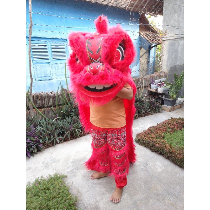 Barongsai Merah Dewasa 60 Cm Led Kedip