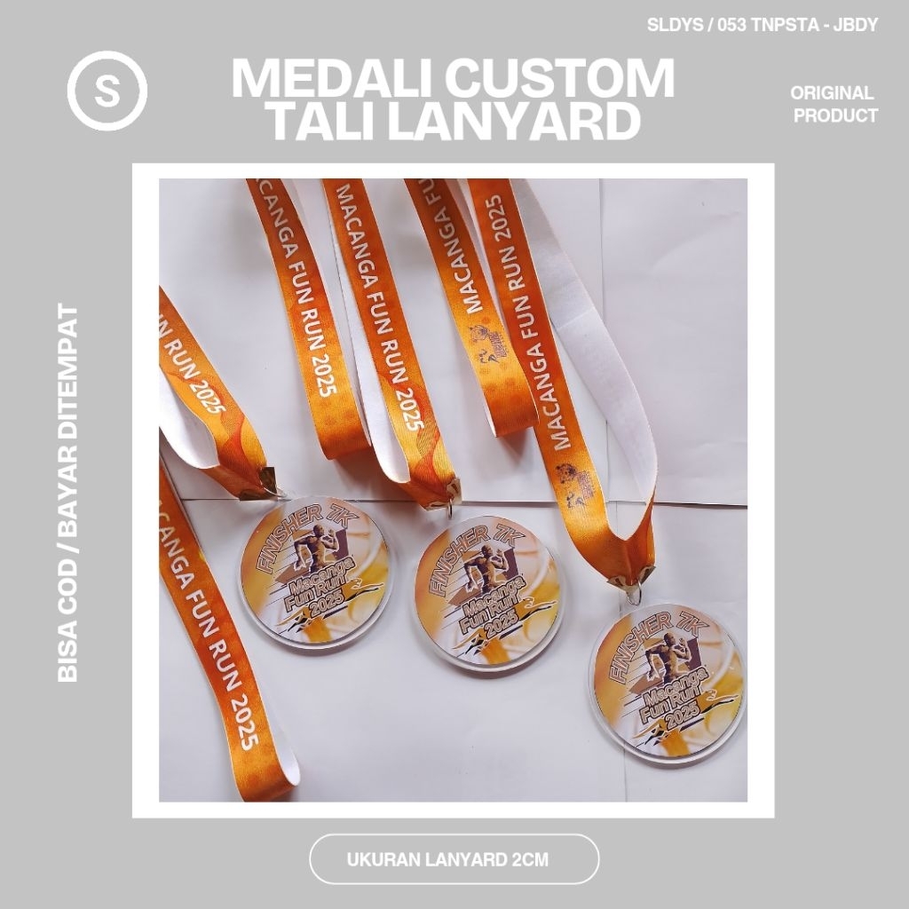 

medali custom tali lanyard + mendali costum lanyard