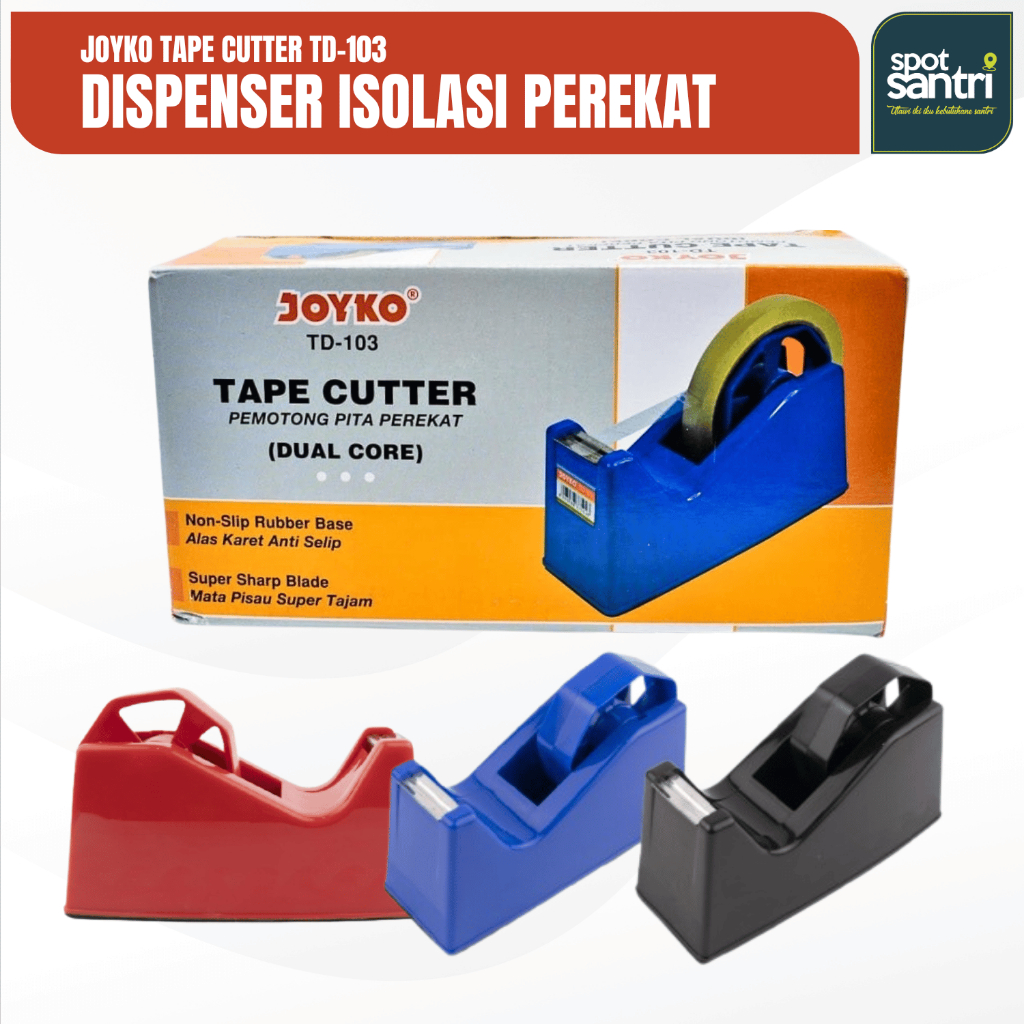 

Dispenser Isolasi Lakban | Pemotong Tali Perekat | Joyko Tape Cutter Dual Core TD-103 [PCS]