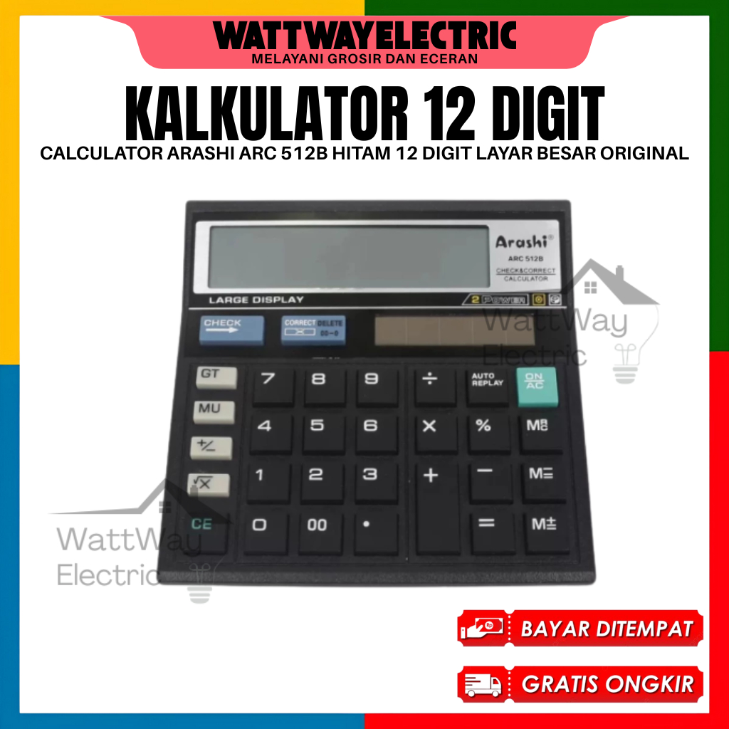 

Kalkulator Calculator Arashi ARC 512B HITAM 12 Digit Layar Besar ORIGINAL