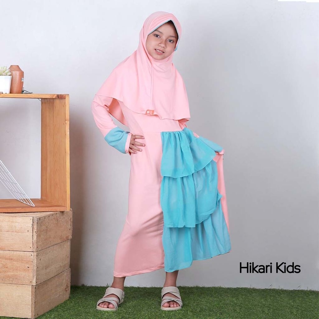 Hikari Kids Baju Muslim Anak Perempuan Setelan Syari Modern Cantik Gamis Anak Perempuan