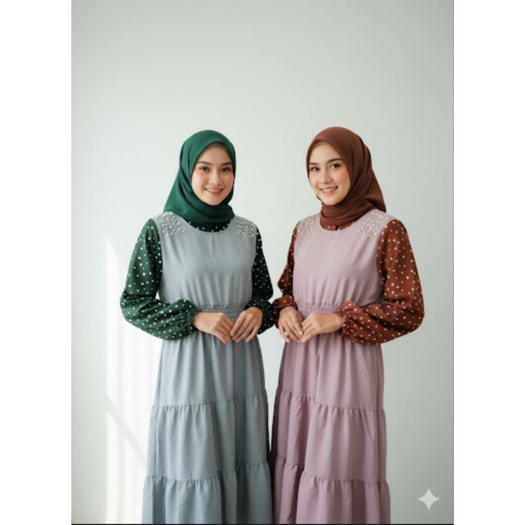 tunik crepe import polkadot import wanita