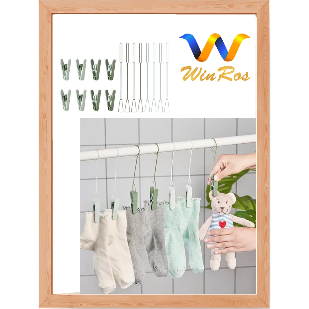 Jepitan jemuran gantung ISI 8 PCS FLEKSIBEL KAOS KAKI CELANA DALAM BONEKA TRAVEL SLIBB , hijau