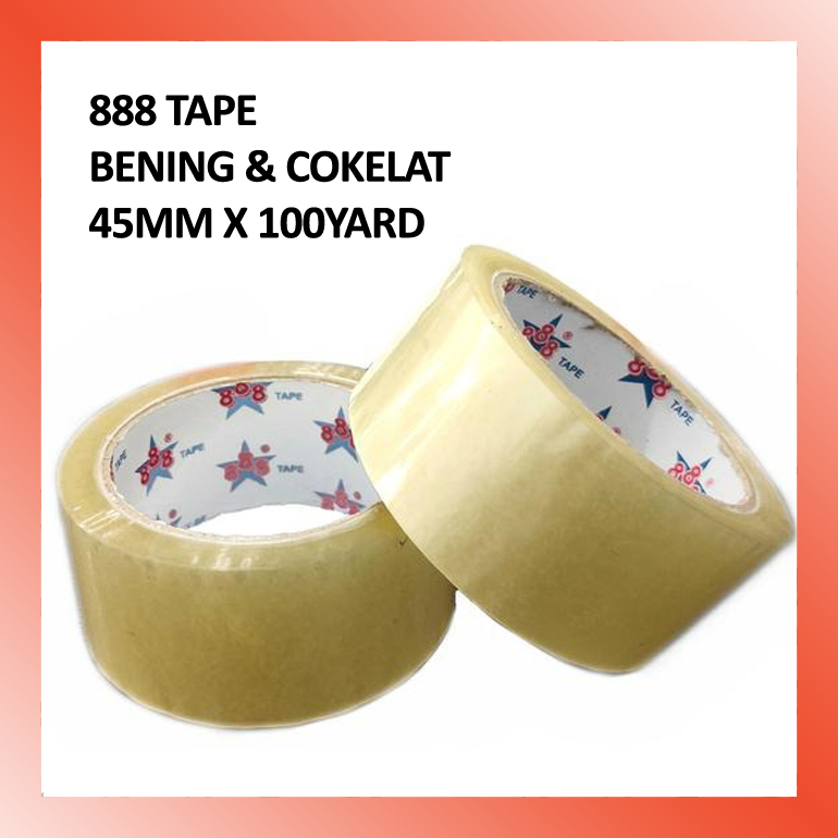

LAMMORO > BG94 Lakban 888 TAPE 100 Yard 45 MM Isolasi Murah Ekonomis Bungkus Paket Olshop Harga Terbaik MCAL