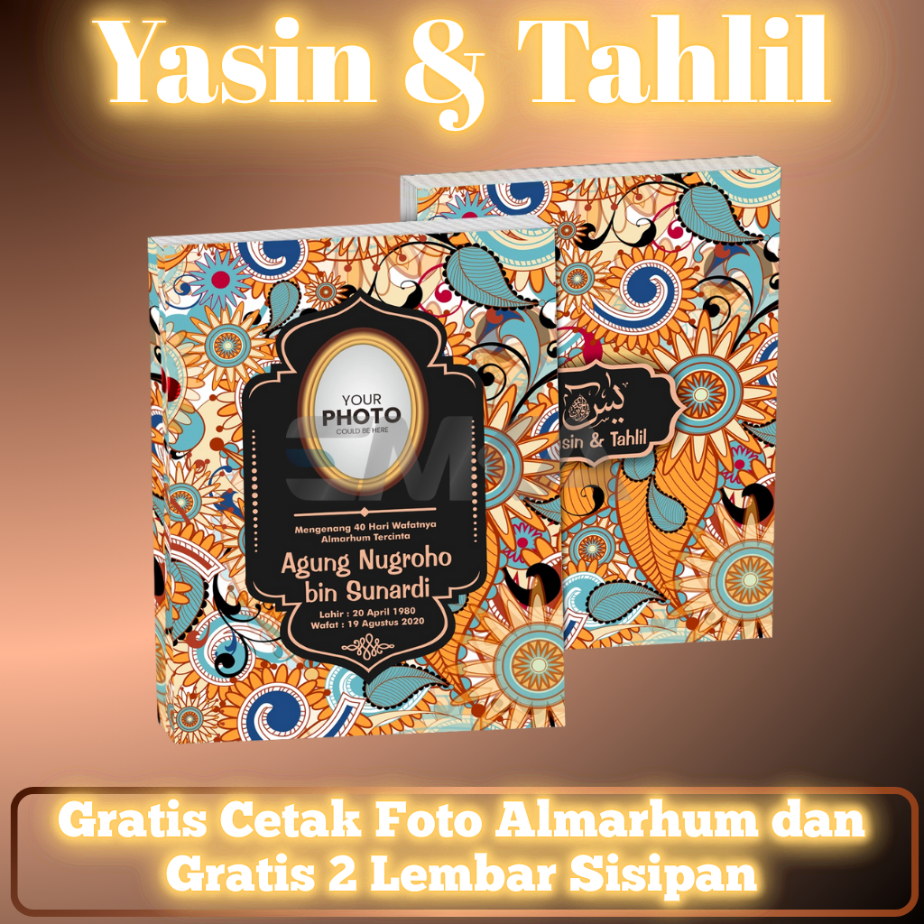 Buku Yasin dan Tahlil Custom Cetak Foto Almarhum Souvenir 40 100 Hari