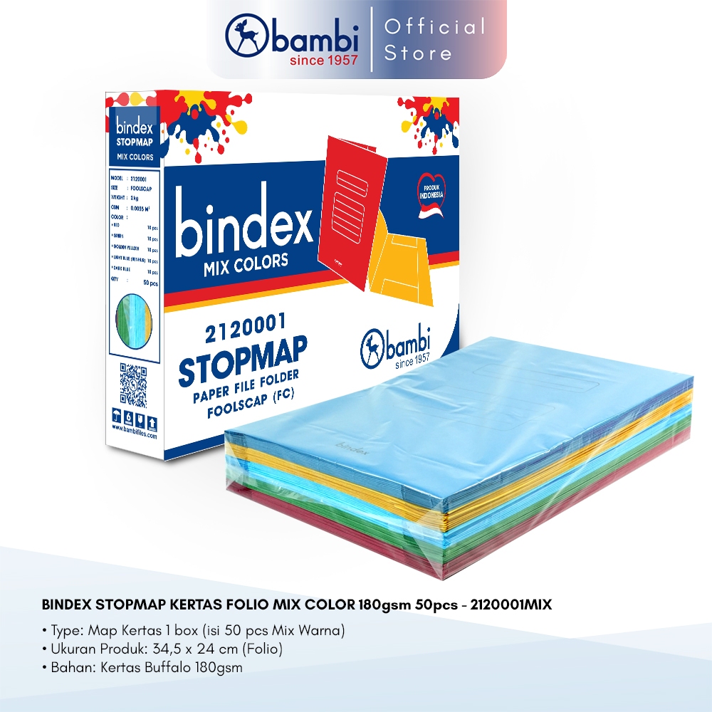 

Bindex Stopmap Paper File Forder Tebal Mixed Color Isi 50 Pcs Original