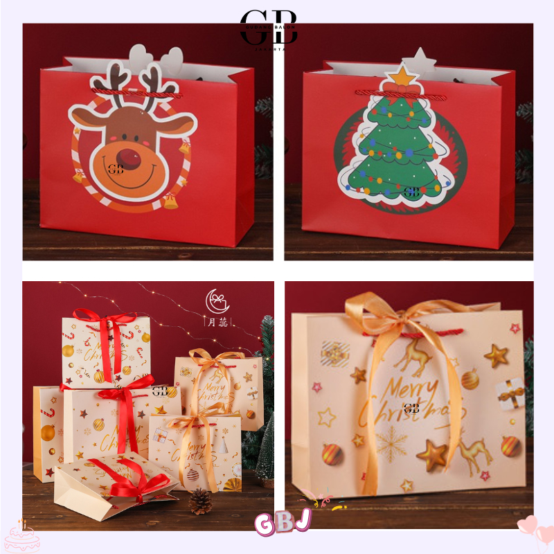 

GBJ - Paper Bag Natal Horizontal Santa Rusa / Goodie Bag Christmas