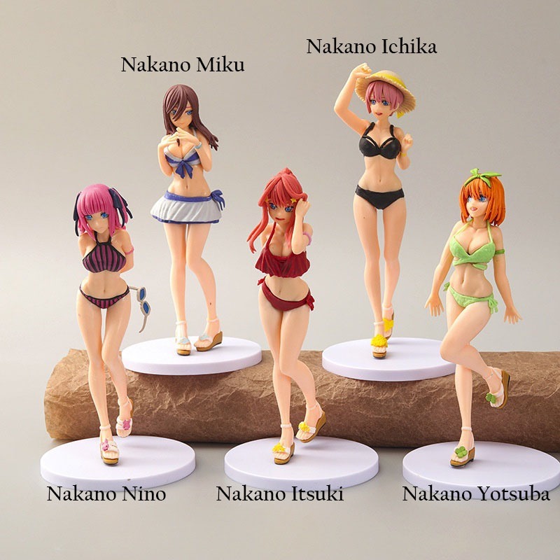 Action Figure Gotoubun No Hanayome Miku Itsuki Ichika Nino Yotsuba Pantai set 5pcs