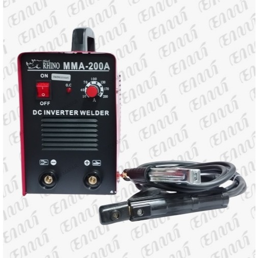 Rhino Trafo Las Rhino MMA-200A Merah DC Inverter Welder 200A 220V 1 Phase Teknologi MOSFET Stabil & 