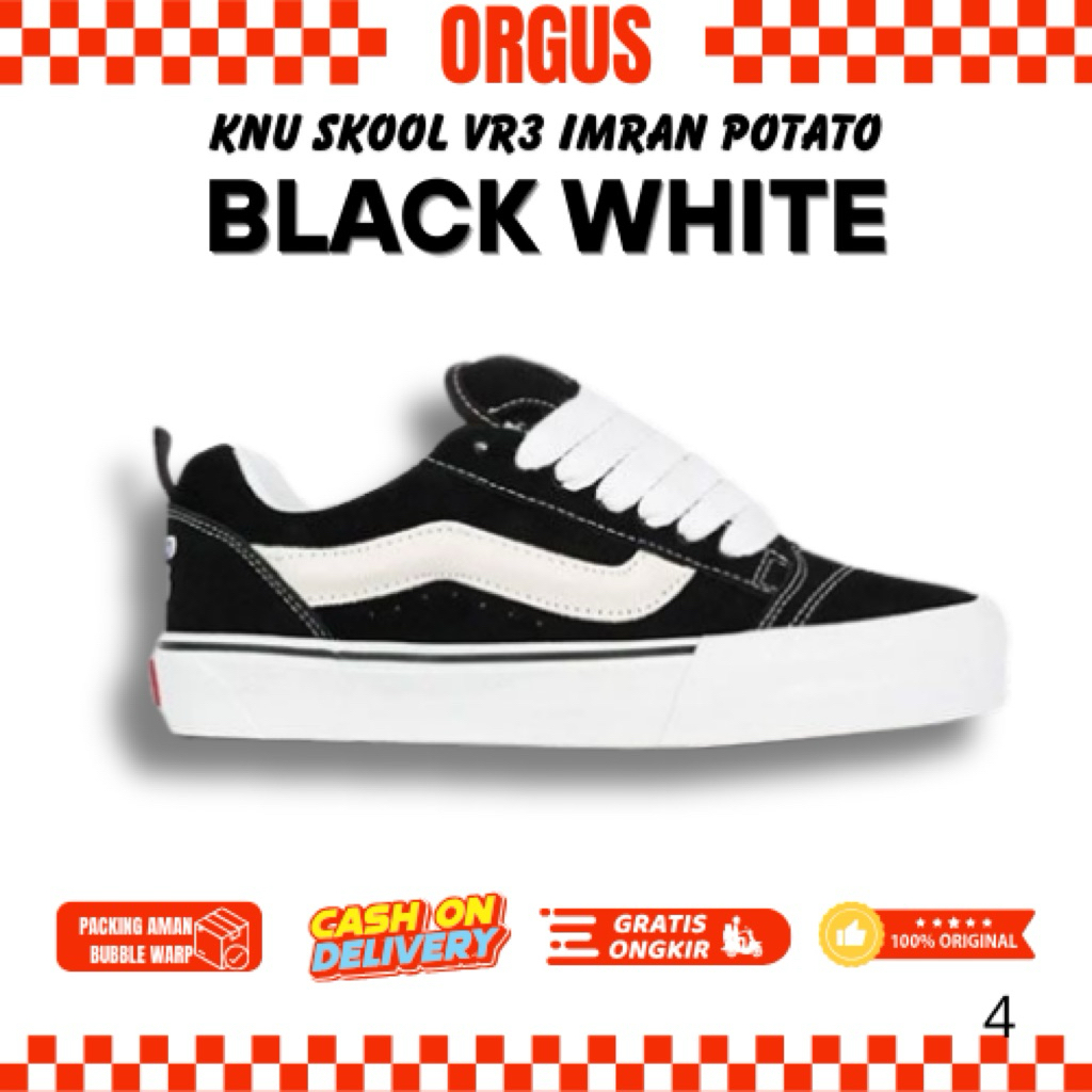 Vans Knu Skool VR3 Imran Potato Black White 100% Original