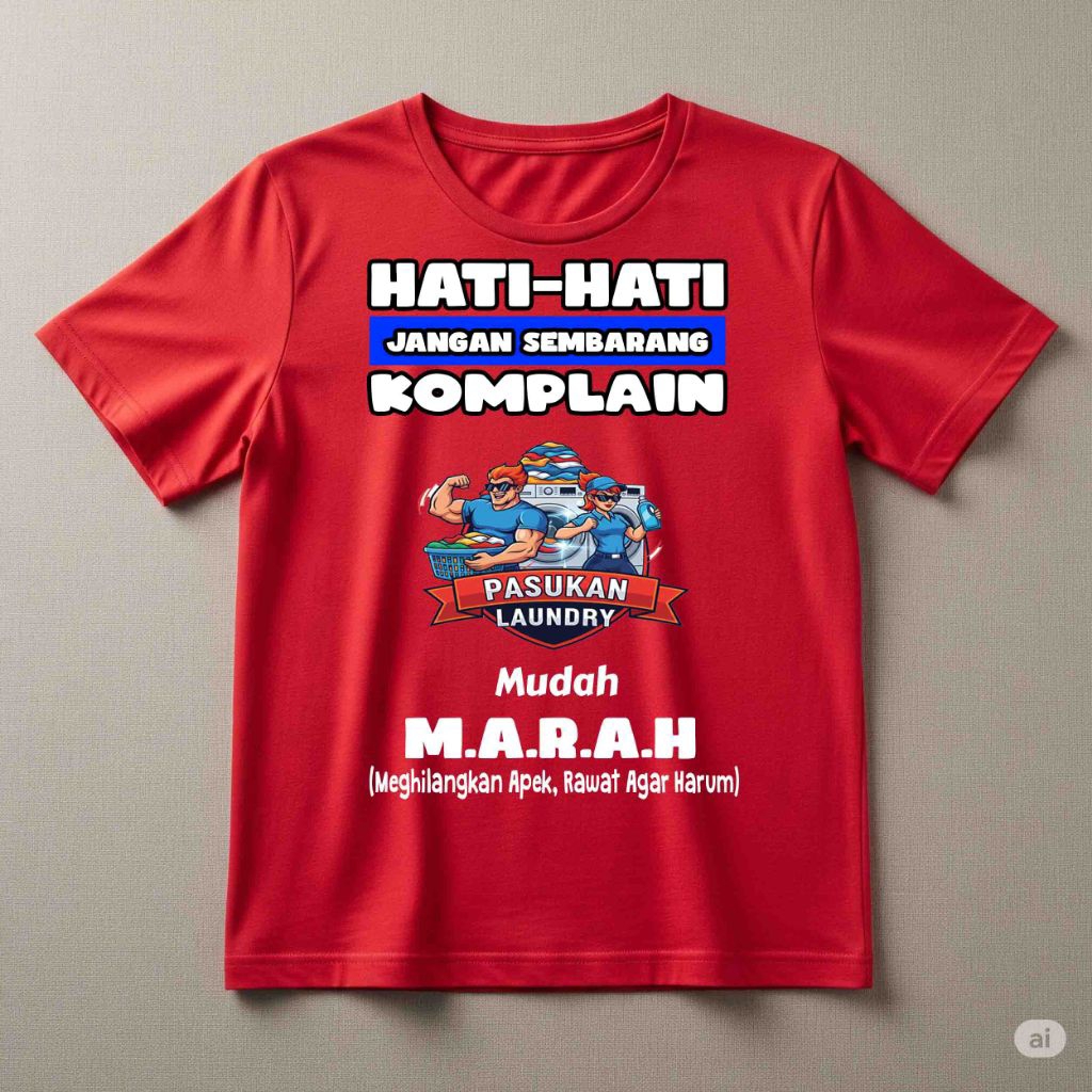 Kaos Seragam kerja laundry kata kata lucu