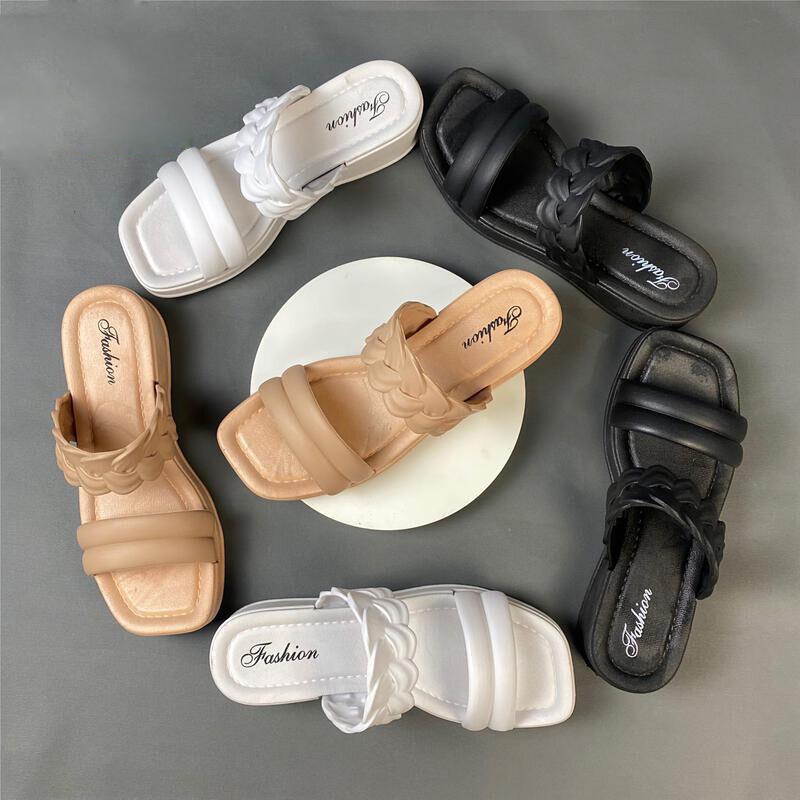 Sendal Wedges Wanita Sendal Tali Transparan Sandal Hak 5 CM Wedges Cantik Anti Slip Sendal Hak Tingg