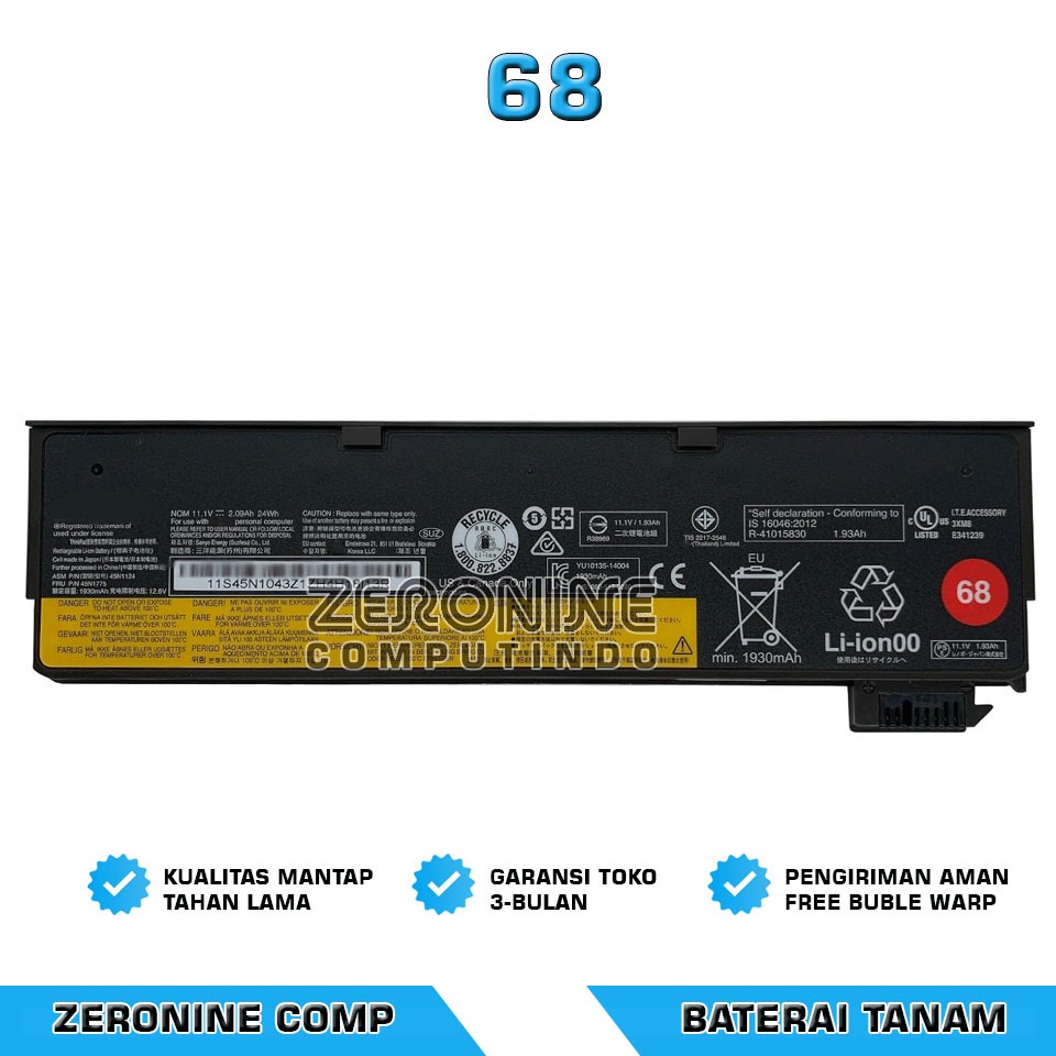 Baterai Battery LENOVO ThinkPad T440 T440S T450 T450S T460 T460P T470P