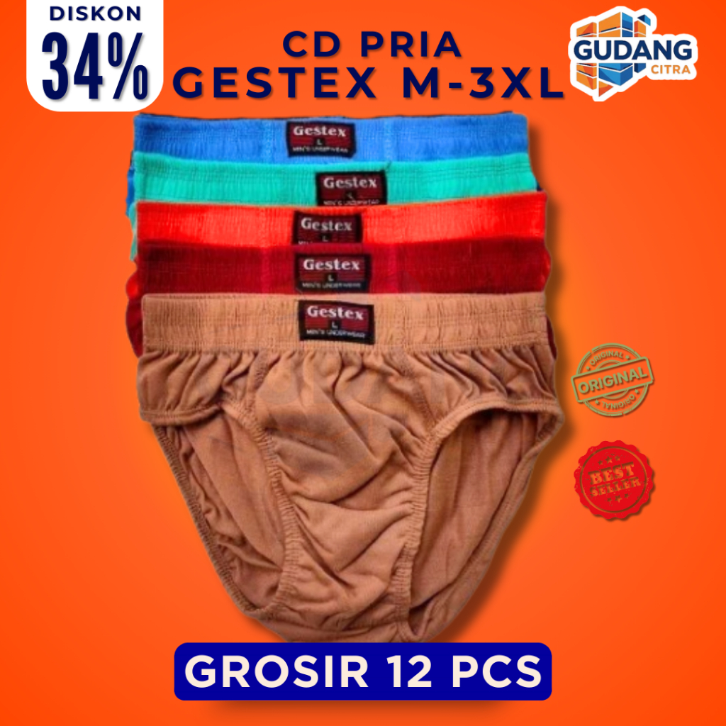 CD GROSIR 12 PCS CD GESTEX Celana Dalam Pria Dewasa / CD Pria / Cd Jumbo M L XL 3L 4L 5L CD PRIA GES