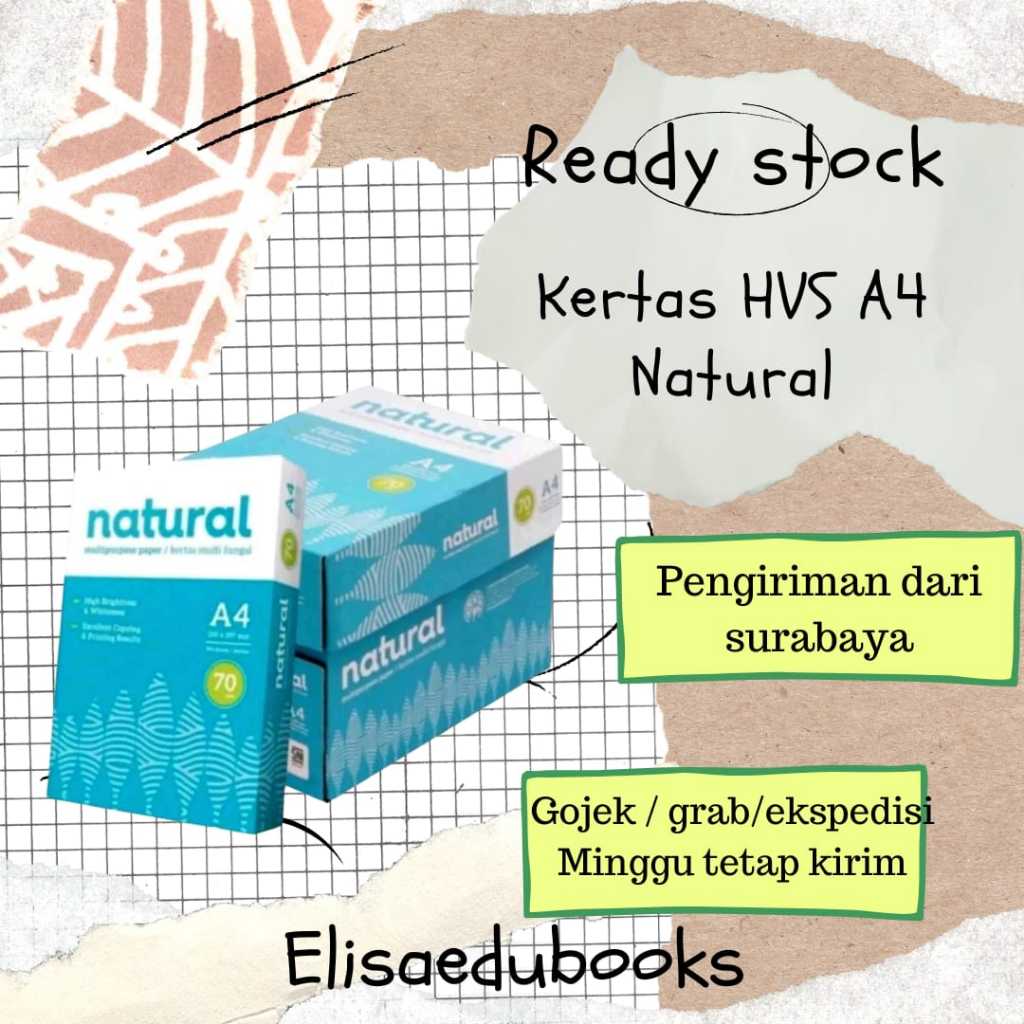 

kertas HVS natural A4 kertas print 70 gsm 5 rim 1 box