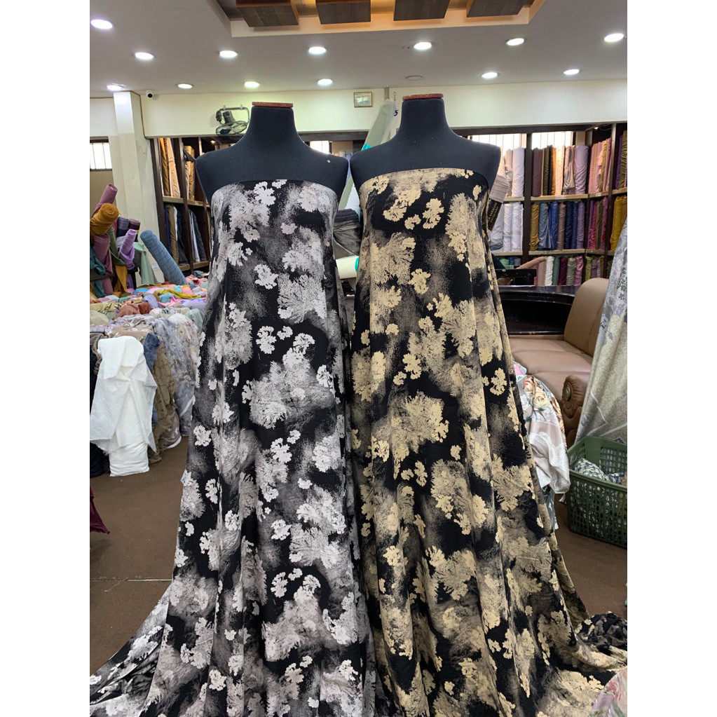 KAIN RAYON VISCOSE PREMIUM MOTIF MONOCHROME||BAHAN KAIN KATUN RAYON VISCOSE MONOCHROME